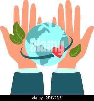 Hand Hold Earth Save The Planet Concept Vector Illustration Eps Stock