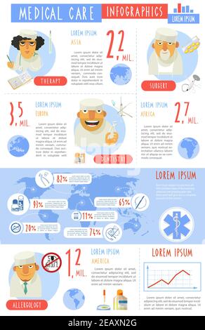 Medical Infographics With Health Care Charts Vector Doctor With