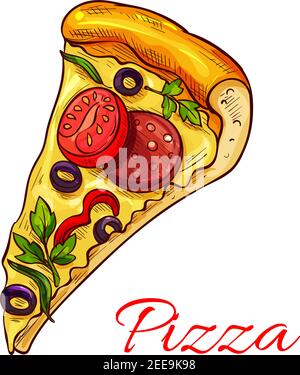 Slice Of Pizza With Oregano Icon Vector Outline Illustration Stock