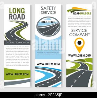 Road And Highways With Bridges And Tunnels Vector Icons For Travel Or