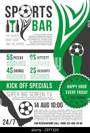 Soccer Poster Vector Sports Bar Game Event Announcement Football