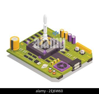 Semiconductor Electronic Components Assembled On Circuit Board As City