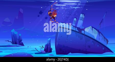 Shipwreck At Sea Bottom Stock Vector Image Art Alamy