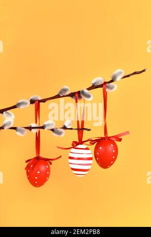 Easter Egg Hanging From Pussy Willow Branch Stock Photo Alamy