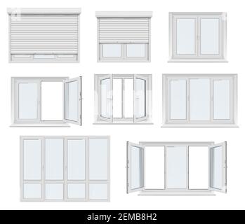 Window Roller Doors Metal Realistic White House Shapes For Windows