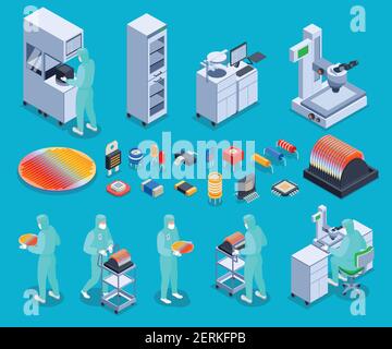 Semicondoctor Production Isometric Composition With Wafer Processing