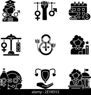 Gender Equality Glyph Icons Set Politic Rights Transgender People