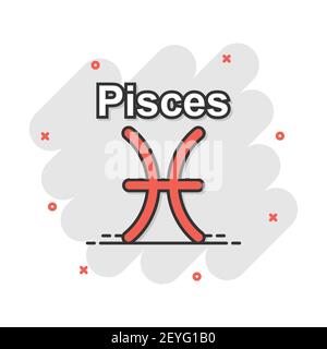 Vector Cartoon Pisces Zodiac Icon In Comic Style Astrology Sign