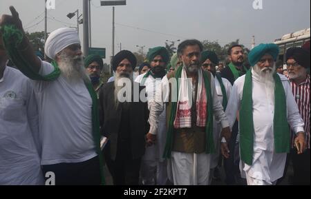 Kolkata India March Activist Yogendra Yadav With Samyukta Kisan