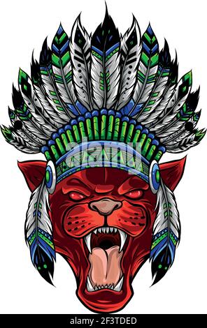 American Indian Chief Hand Drawn Sketch Vector Illustration Stock