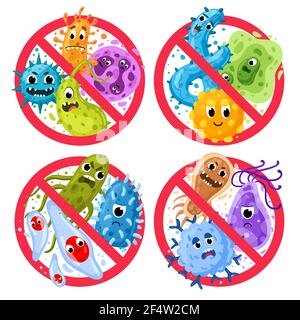 Antibacterial Icons With Germ Bacteria Kill Vector Symbol Control