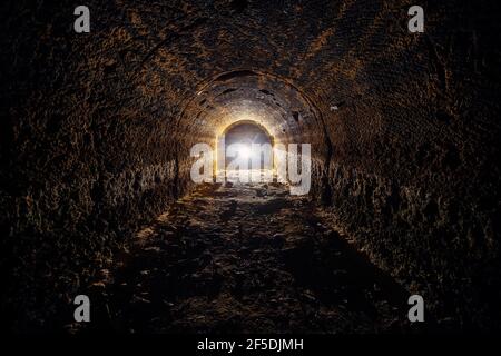 Abandoned Prospecting Adit Tunnel At Limestone At Abandoned Mine Stock