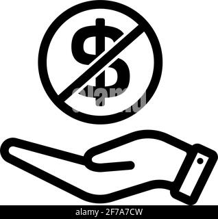 Cash Ban Icon Symbol No Cash Vector Stop Dollar Usd Forbidden