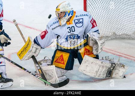 Save By Goalkeeper Leonardo Genoni 30 EV Zug During The National