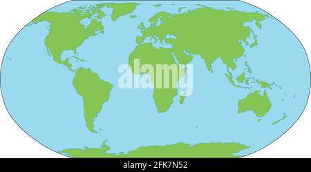 World Map Silhouette In Robinson Projection Stock Vector Image Art