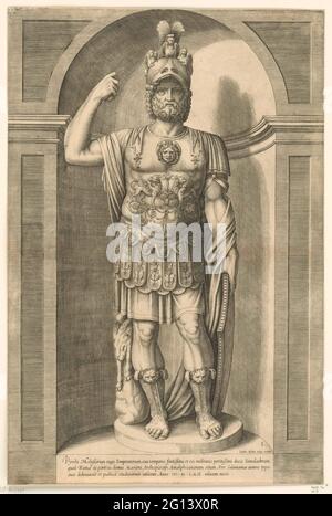 Statue Of Pyrrhus King Of Epirus In Armour Helmet And Cloak In The