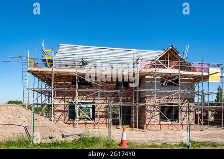 New Build Detached House Under Construction England UK Stock Photo