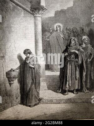 The Widow S Mite By Gustave Dor Dore French Engraving