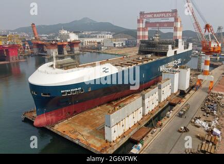 Yantai China July A Dual Fuel Ice Class Roll Off Ship Is