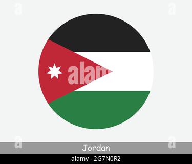 Vector National Round Flag Of Jordan Jordanian Symbol Stock Vector