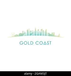 Gold Coast Australia City Skyline Silhouette Vector Illustration Stock