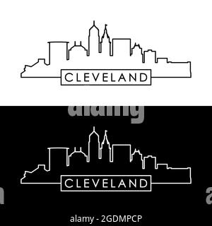 Outline Cleveland Ohio City Skyline With Blue Buildings Vector