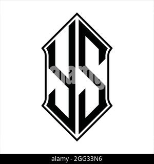 Ys Logo Monogram With Shieldshape And Black Outline Design Template