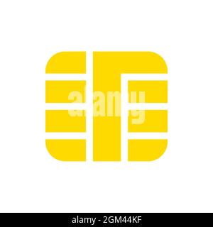 Emv Gold Chip Icon For Bank Plastic Credit Or Debit Charge Card Vector