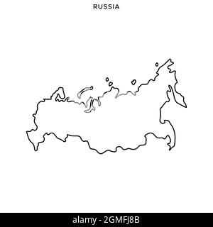 Simple Outline Map Of Russia Vector Silhouette In Sketch Line Style