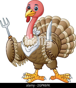 Funny Cartoon Turkey Bird Traditional American Canadian Symbol Of