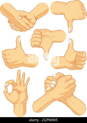 Hand Gestures And Sign Language Line Icon Set Vector On Isolated