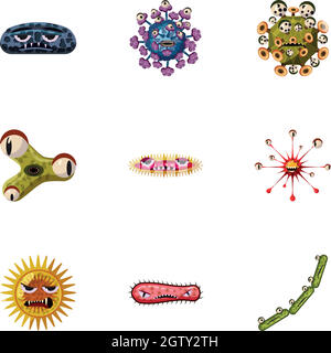 Vector Illustration Set Of Abstract Bacteria And Viruses Cartoon Style