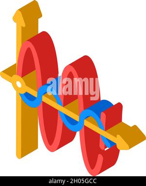 Electromagnetic Waves Isometric Icon Vector Illustration Stock Vector