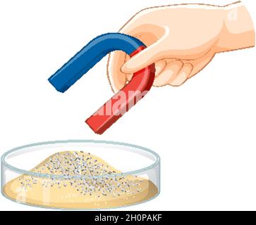 Separating Mixtures By Using Magnet Illustration Stock Vector Image