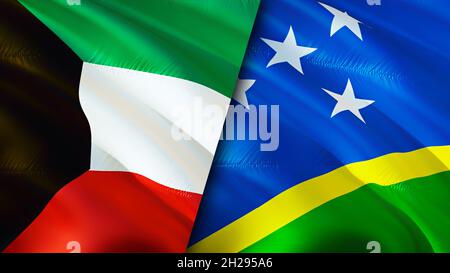 Waving Flag Of Solomon Islands And Kuwait Stock Photo Alamy