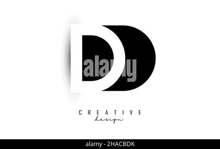 Dd D D Creative Modern Black Letters Logo Design With Brush Swoosh