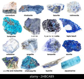 Collection Of Various Raw Minerals With Names Stock Photo Alamy