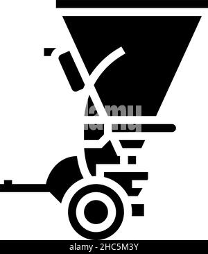 Transplanter Farm Equipment Glyph Icon Vector Illustration Stock Vector