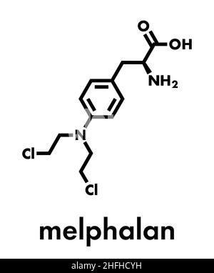 Melphalan Cancer Chemotherapy Drug Molecule Skeletal Formula Stock