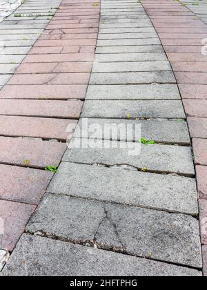 Tiled Stone Pavement With Stripe Pattern And Different Colors In