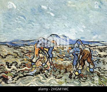 Two Peasants Digging Oil On Canvas By Vincent Van Gogh 1853 1890 A