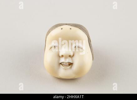 Netsuke Of Kyogen Mask Usume Or Okama Or Ofuku Date 19th Century