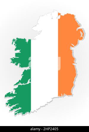 Ireland Map Flag Map Of Ireland With The Irish National Flag Isolated