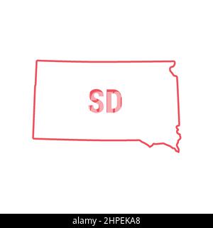 South Dakota Map Blank Vector Map Of The Us State With Counties