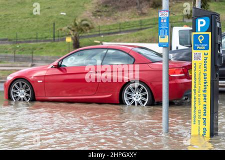 Storm Flood Flooding Cars Parking Lot Altea Alicante Province