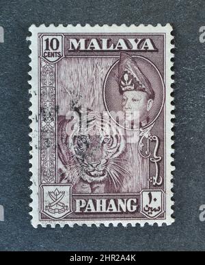 MALAYA CIRCA 1957 A Stamp Printed In Malaya Shows Rubber Tapping Is