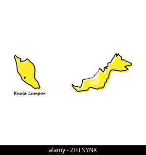 Stylized Simple Outline Map Of Malaysia Icon Blue Sketch Map Of