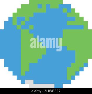 8 Bit Earth Pixel Image The World In Vector Illustrations Globe In