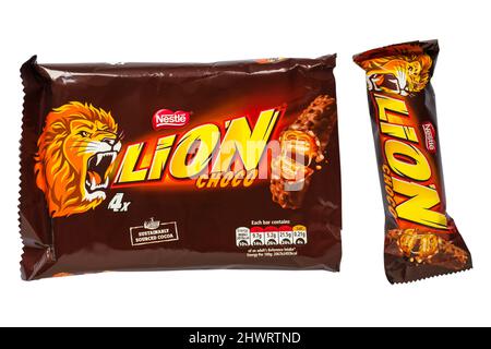 Pack Of Nestle Lion Choco Chocolate Bars Isolated On White Background