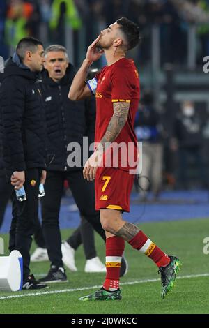 Lorenzo Pellegrini Of As Roma Celebrating After A Goal During The Coppa